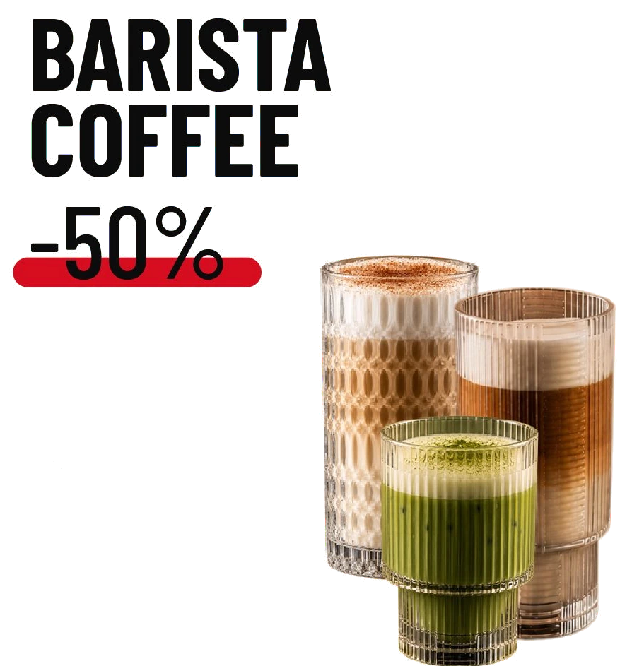Barista Coffee aan -50%, enkel in Schilde, Deinze en Beveren